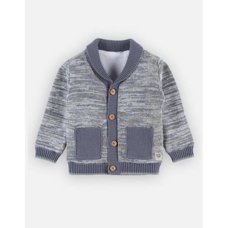 Cardigan en Tricoloudoux®®, kaki/gris foncé GRIS 4 - vertbaudet enfant 