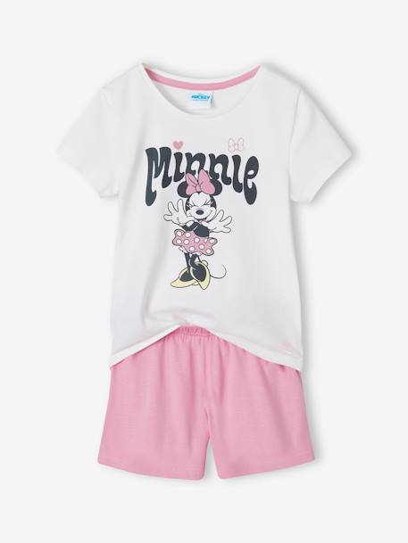 Pyjashort bicolore fille Disney® Minnie Blanc/rose 1 - vertbaudet enfant 