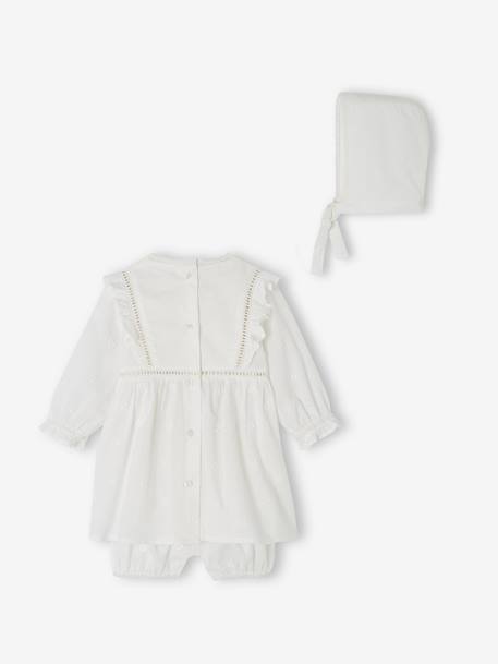 Ensemble cérémonie bébé : robe, bloomer et béguin blanc 2 - vertbaudet enfant 