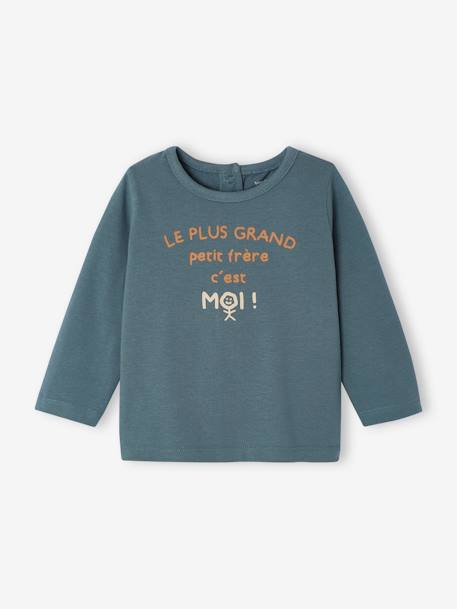 T-shirt à message bébé manches longues blanc+bleu canard 7 - vertbaudet enfant 