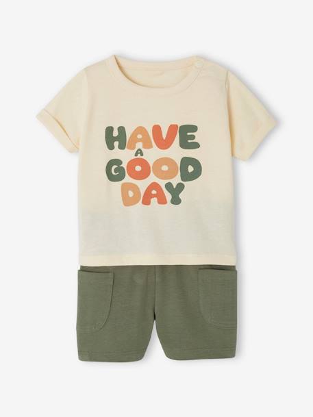 Ensemble T-shirt imprimé + short baggy bébé  - vertbaudet enfant