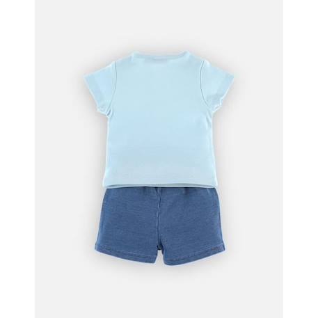 Set t-shirt + short denim en coton BIO BLEU 3 - vertbaudet enfant 