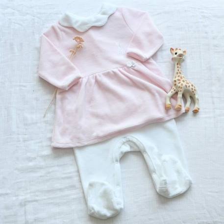 Pyjama Sophie la Girafe® - Trois Kilos Sept - Robe en velours rose - Bébé fille ROSE+ROSE 3 - vertbaudet enfant 