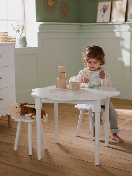 Lot 2 tabourets et table fleurs blanc 2 - vertbaudet enfant 