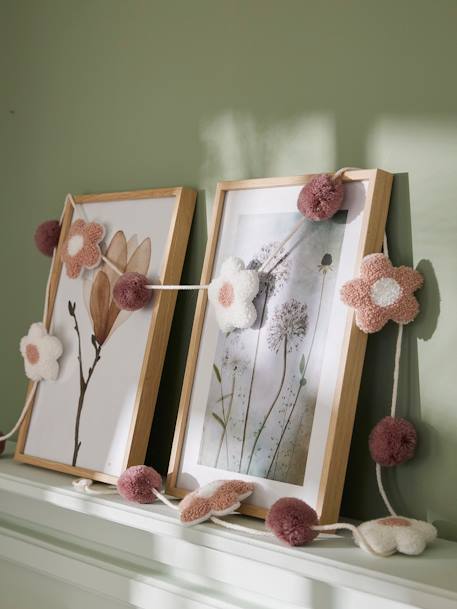Guirlande fleurs et pompons rose imprimé 1 - vertbaudet enfant 