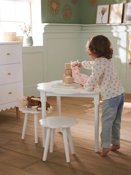 Lot 2 tabourets et table fleurs blanc 1 - vertbaudet enfant 