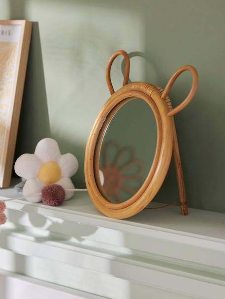 Miroir en rotin Ourson à poser beige 2 - vertbaudet enfant 