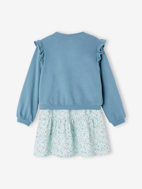 Ensemble robe et cardigan fille bleu jean+pêche+vert émeraude 4 - vertbaudet enfant 