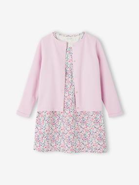 Combinaison bébé fille brodée en gaze de coton rose
