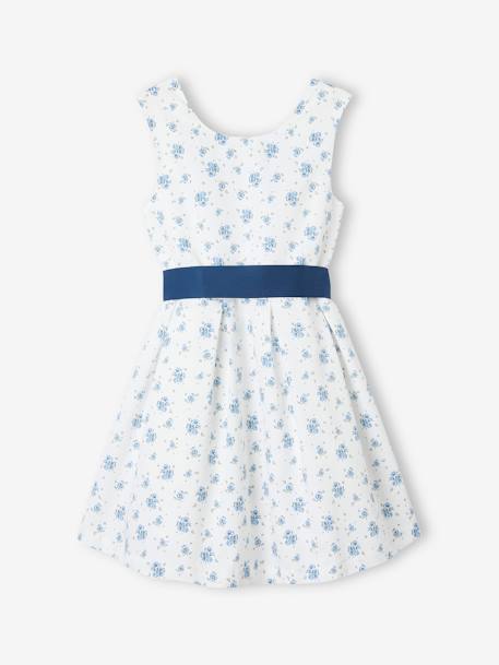 Robe de cérémonie motifs fleurs fille bleu imprimé+écru+rose imprimé 3 - vertbaudet enfant 