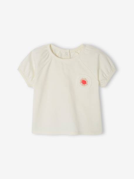 T-shirt motif fleur en crochet bébé écru 1 - vertbaudet enfant 