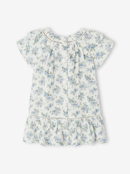 Robe fleurie de cérémonie bébé en gaze de coton écru 3 - vertbaudet enfant 