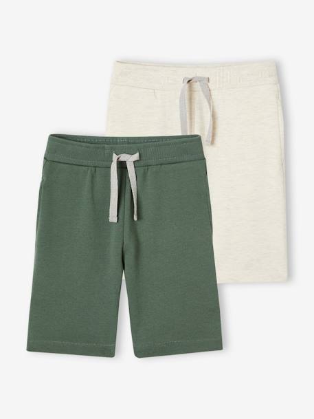 Lot de 2 bermudas garçon en molleton lot bleu/bleu marine+lot rouge/marine+Lot vert/beige 13 - vertbaudet enfant 