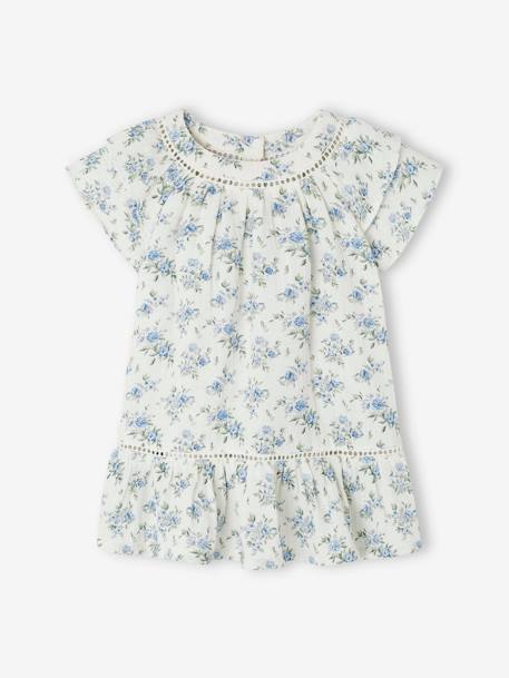 Robe fleurie de cérémonie bébé en gaze de coton écru 2 - vertbaudet enfant 