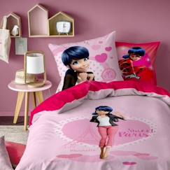 Linge de maison et décoration-Linge de lit enfant-Housse de couette pur coton Miraculous Lady Bug - Taille: 140x200 cm - couleur : Rose