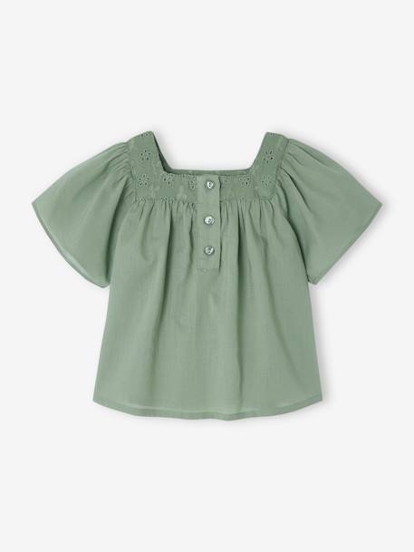 Blouse encolure carrée en broderie anglaise bébé écru+vert sauge 8 - vertbaudet enfant 