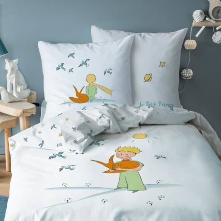 Parure de lit imprimée 100% coton, LE PETIT PRINCE BIRDS. Taille : 140x200 cm BLANC 1 - vertbaudet enfant 