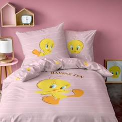 Linge de maison et décoration-Linge de lit enfant-Parure de lit imprimée 100% coton, LOONEY TUNES TITI. Taille : 140x200 cm