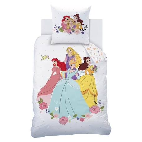 Parure de lit imprimée 100% coton, DISNEY HOME PRINCESSE BAL 140x200+63x63cm BLANC 2 - vertbaudet enfant 