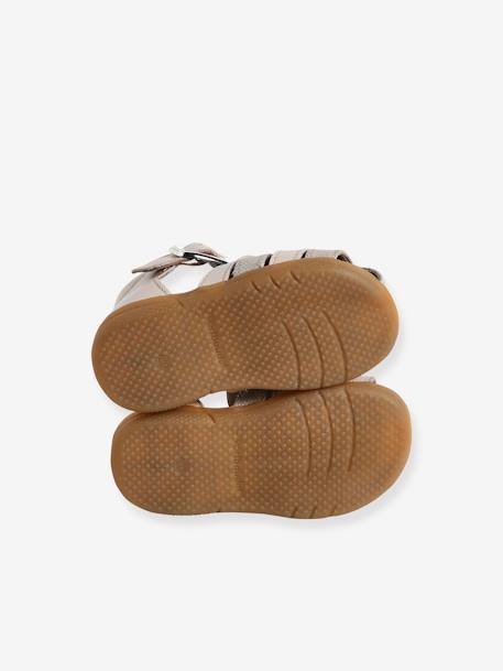 Sandales premiers pas bébé beige irisé+blanc imprimé+or 5 - vertbaudet enfant 