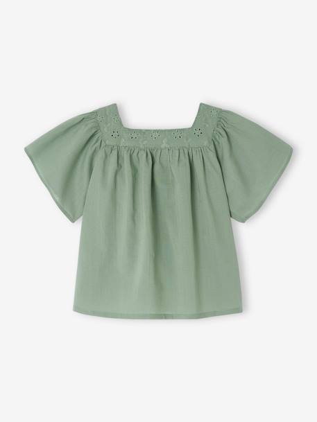 Blouse encolure carrée en broderie anglaise bébé écru+vert sauge 7 - vertbaudet enfant 