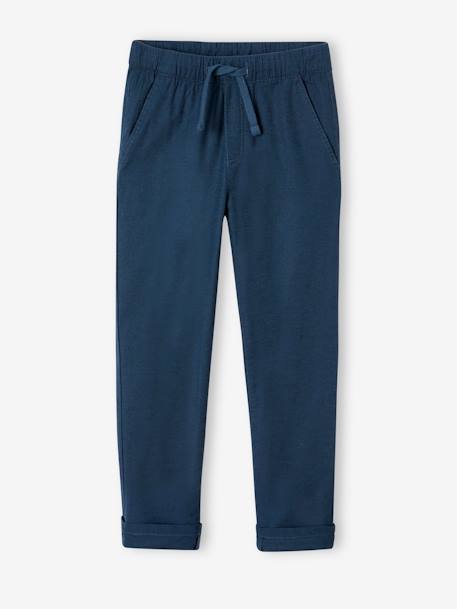 Pantalon garçon coton/lin léger beige chiné+bleu nuit+noisette+vert sauge 6 - vertbaudet enfant 