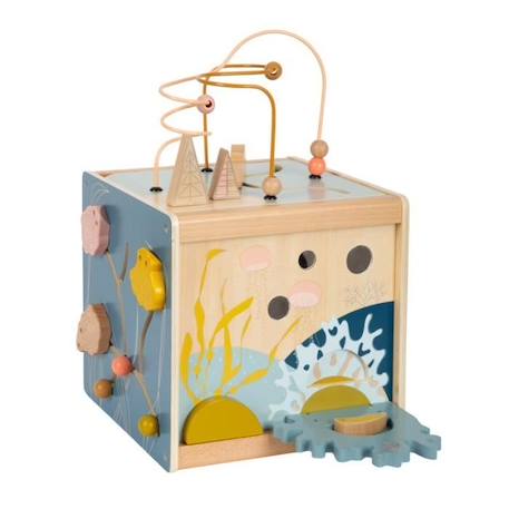Cube de motricité Seaside - Small foot company - Bois - Enfant - 12 mois et plus - Jeu de formes - Engrenages BLANC 3 - vertbaudet enfant 