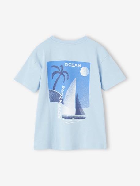 Tee-shirt garçon maxi motif voilier au dos bleu ciel 1 - vertbaudet enfant 