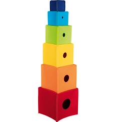 Jouet-Cubes à empiler en feutrine - GOKI - Rainbow - Hauteur 62 cm - Jouet d'éveil pour enfant de 12 mois et plus