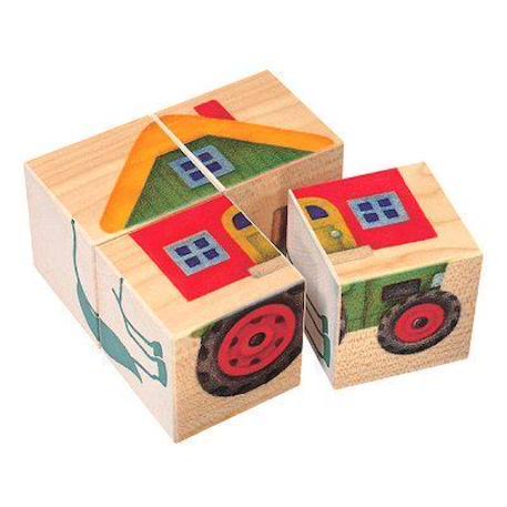 Jouet d'association - SELECTA - Cubes imagés La ferme - 4 cubes en érable - Multicolore - A partir de 24 mois BEIGE 1 - vertbaudet enfant 