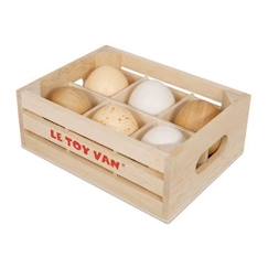 Jouet-Cagette à œufs demi douzaine - LE TOY VAN - Pour cuisine pour enfants - Bois - Mixte - Beige et blanc