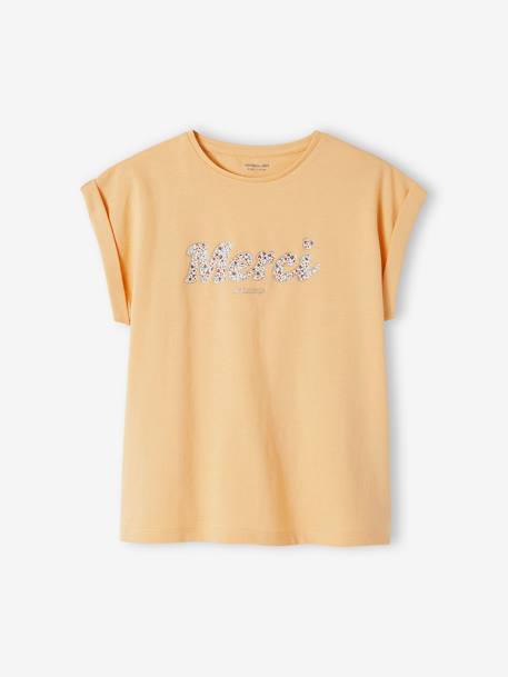 T-shirt à message motifs fleurs fille bleu ciel+écru+jaune pâle 13 - vertbaudet enfant 