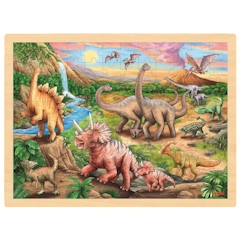 -Puzzle en bois La vallée des dinosaures - Goki - Moins de 100 pièces - Mixte - A partir de 6 ans