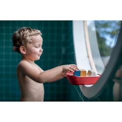 Jouet-Premier âge-Jouets de bain-Jouet aquatique - PLAN TOYS - Grand bateau modulable rouge - 100% caoutchouc - Mixte - A partir de 3 ans