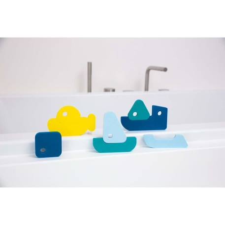 Jouet de bain - Quut - Puzzle de bain - Bateaux - Enfant - 12 mois - Bleu, jaune et vert BLANC 2 - vertbaudet enfant 
