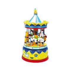-Boîte à musique - ULYSSE - Carrousel jaune - Mixte - Enfant - Ø10 x 22 cm