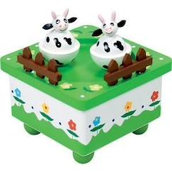 Linge de maison et décoration-Décoration-Boîte à musique - NEW CLASSIC TOYS - Vaches - Vert - Pour enfants à partir de 3 ans