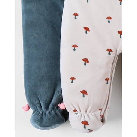Set de 2 pyjamas dors-bien imprimé champignons en velours BEIGE 3 - vertbaudet enfant 