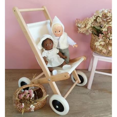 Buggy en bois et tissu naturel - Egmont Toys - A partir de 3 ans - Mixte MARRON 2 - vertbaudet enfant 