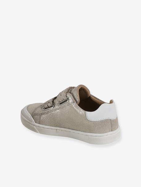 Baskets enfant fille cuir à scratchs bordeaux+or+rose 9 - vertbaudet enfant 