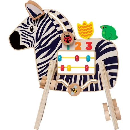 Jouet d'activité Zèbre Safari - Manhattan Toy - Pour Bébé de 12 mois et plus - Bois Multicolore BLANC 3 - vertbaudet enfant 