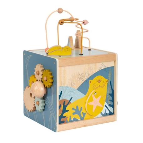 Cube de motricité Seaside - Small foot company - Bois - Enfant - 12 mois et plus - Jeu de formes - Engrenages BLANC 1 - vertbaudet enfant 