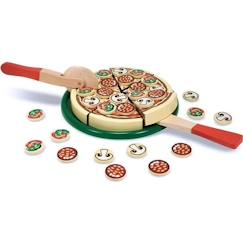 Jouet-Jeux d'imitation-Cuisines et dinette-Jeu d'imitation - MELISSA & DOUG - Pizza En Bois - Bois - Beige - A partir de 3 ans