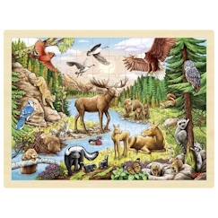Jouet-Jeux éducatifs-Puzzles-Puzzle Animaux d'Amérique du Nord - Goki - Moins de 100 pièces - Mixte - 6 ans