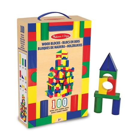 Blocs en bois - MELISSA & DOUG - 100 blocs en 4 couleurs et 9 formes VERT 2 - vertbaudet enfant 