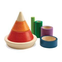 Jouet-Jeux d'imagination-Jouet en bois à empiler - Plan Toys - Pyramide à empiler et à encastrer - Mixte - 12 mois+