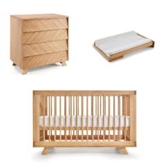 Chambre et rangement-Chambre-Chambre bébé complète-Mini Chambre bébé Kyoto   Bois naturel 70x140 cm