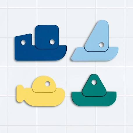 Jouet de bain - Quut - Puzzle de bain - Bateaux - Enfant - 12 mois - Bleu, jaune et vert BLANC 1 - vertbaudet enfant 