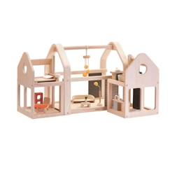 Jouet-Maison 3 blocs modulables - PLAN TOYS - Enfant - Beige - A partir de 4 ans