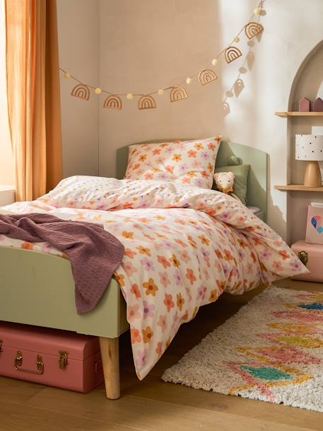 Parure housse de couette + taie d'oreiller essentiels enfant avec coton recyclé POP FLOWER multicolore 8 - vertbaudet enfant 